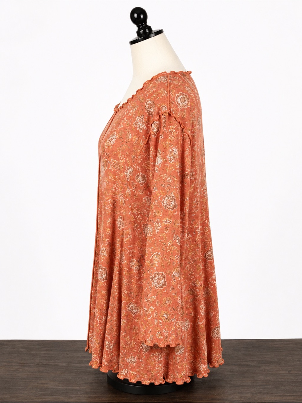 Cato 2X Terracotta Floral Tunic Top Boho Swing Knit Plus Size - Picture 4 of 9